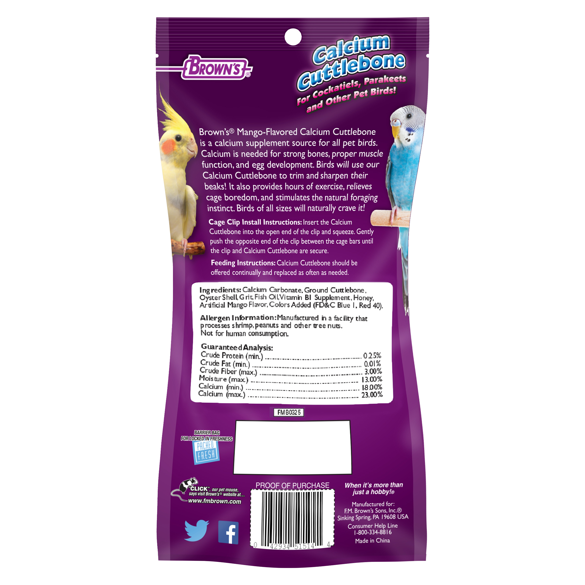 Brown's® Mango Flavored Calcium Cuttlebone